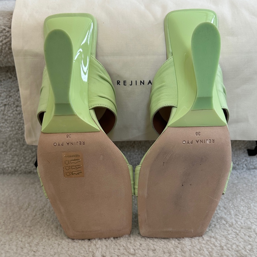 Rejina Pyo Camillia Leather Open Toe Sandals in Melon Green - Picture 13 of 15